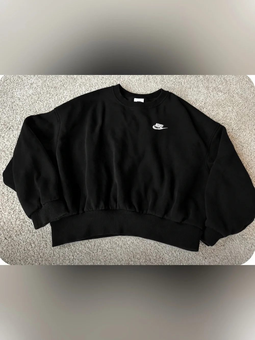 Nike Black Scoop Neck Crew Sweatshirt with White Logo